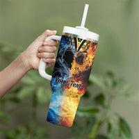 Personalised Polynesian Heart In Fire And Water Tumbler With Handle Romantic Elements LT01 - Polynesian Pride