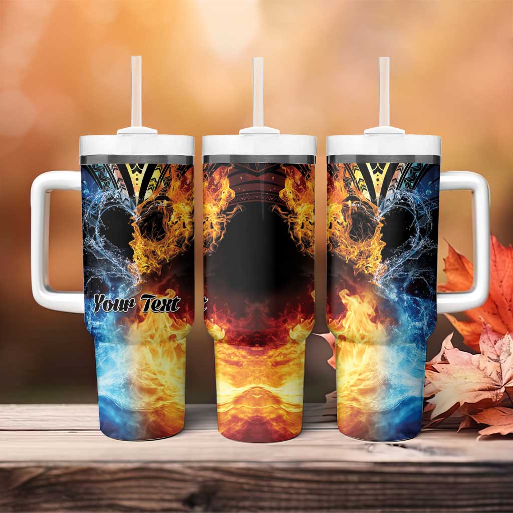 Personalised Polynesian Heart In Fire And Water Tumbler With Handle Romantic Elements LT01 - Polynesian Pride