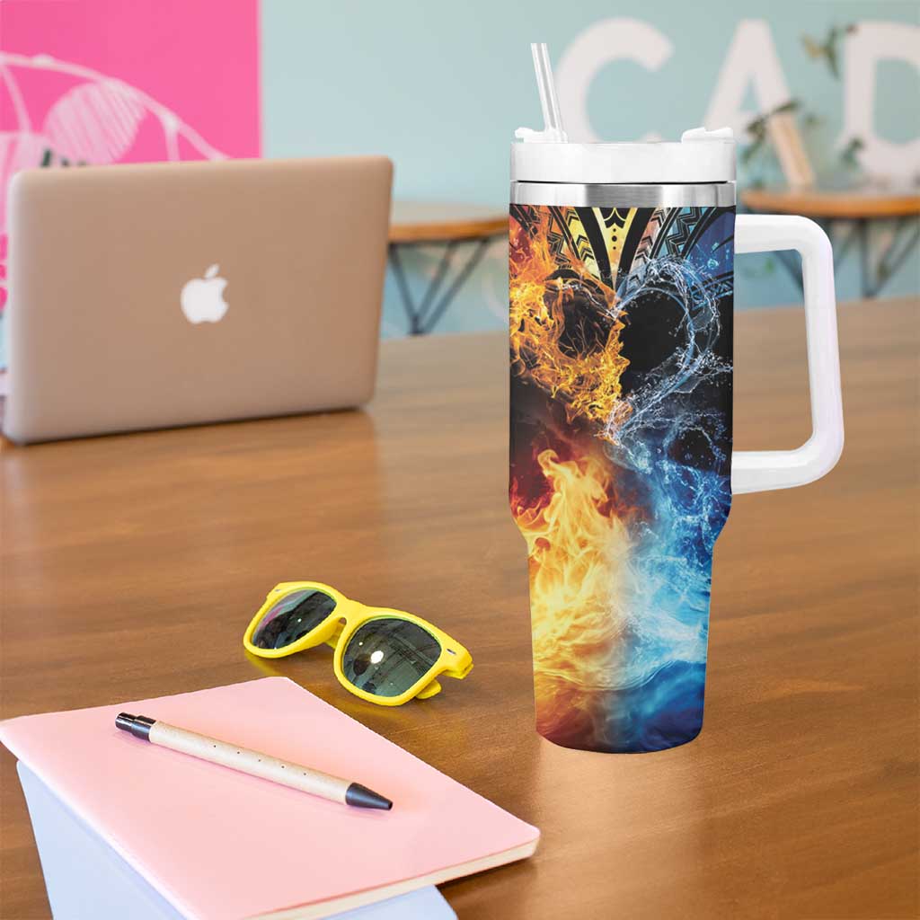 Personalised Polynesian Heart In Fire And Water Tumbler With Handle Romantic Elements LT01 - Polynesian Pride