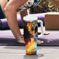 Personalised Polynesian Heart In Fire And Water Tumbler With Handle Romantic Elements LT01 - Polynesian Pride