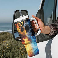 Personalised Polynesian Heart In Fire And Water Tumbler With Handle Romantic Elements LT01 - Polynesian Pride