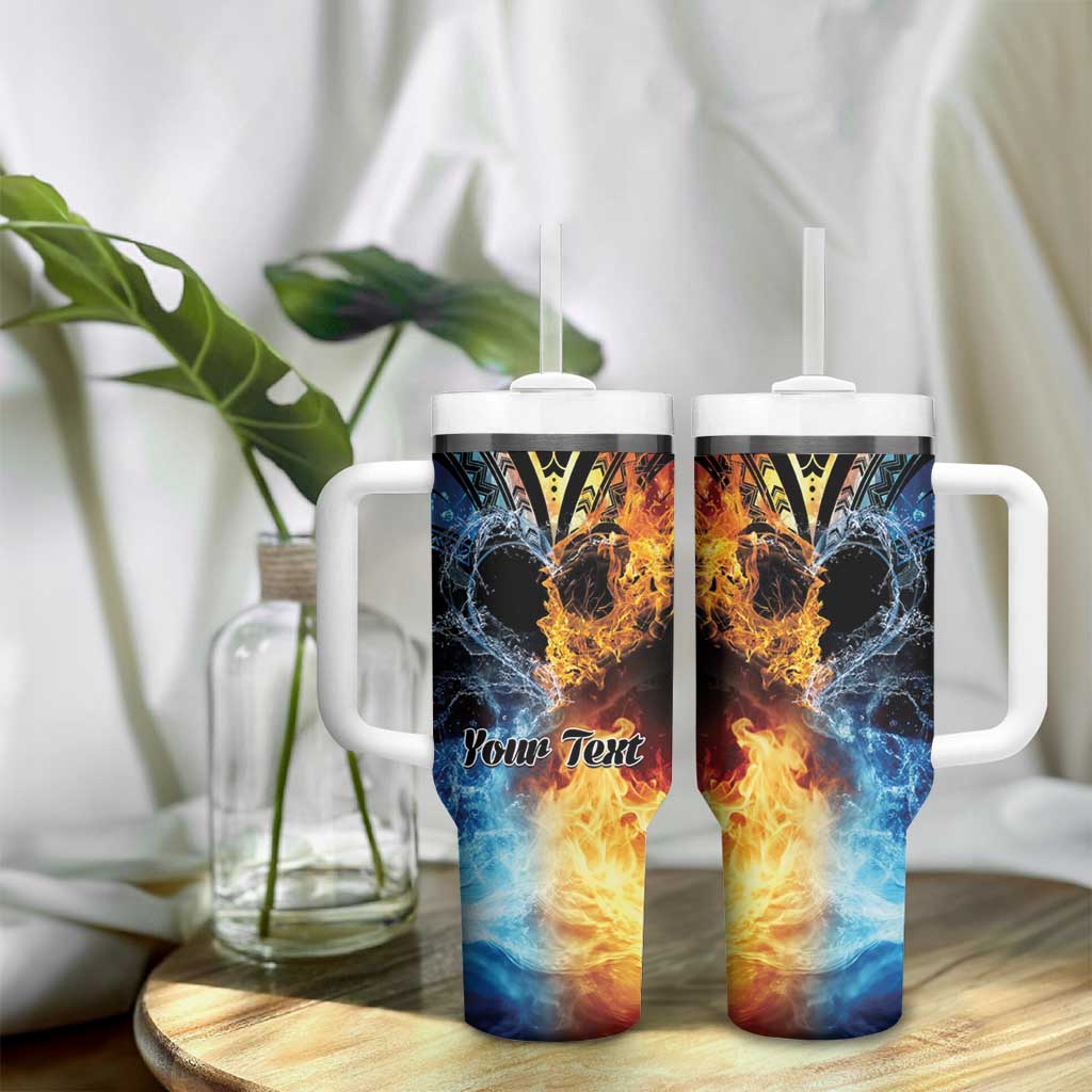 Personalised Polynesian Heart In Fire And Water Tumbler With Handle Romantic Elements LT01 - Polynesian Pride