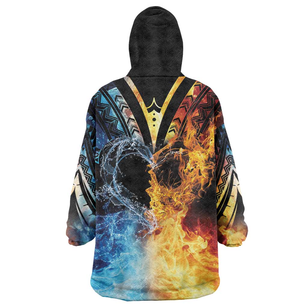 Personalised Polynesian Heart In Fire And Water Wearable Blanket Hoodie Romantic Elements LT01 - Polynesian Pride