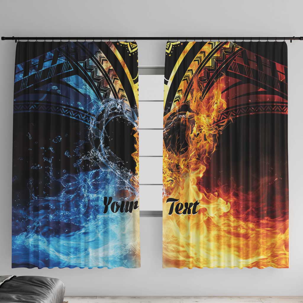 Personalised Polynesian Heart In Fire And Water Window Curtain Romantic Elements LT01 With Hooks Colorful - Polynesian Pride