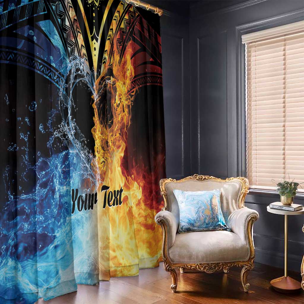 Personalised Polynesian Heart In Fire And Water Window Curtain Romantic Elements LT01 - Polynesian Pride