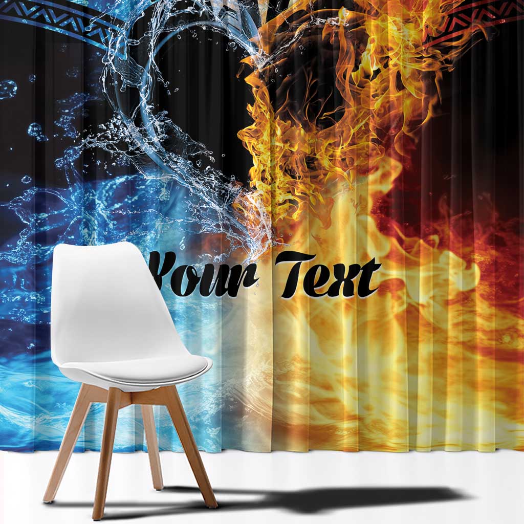Personalised Polynesian Heart In Fire And Water Window Curtain Romantic Elements LT01 - Polynesian Pride