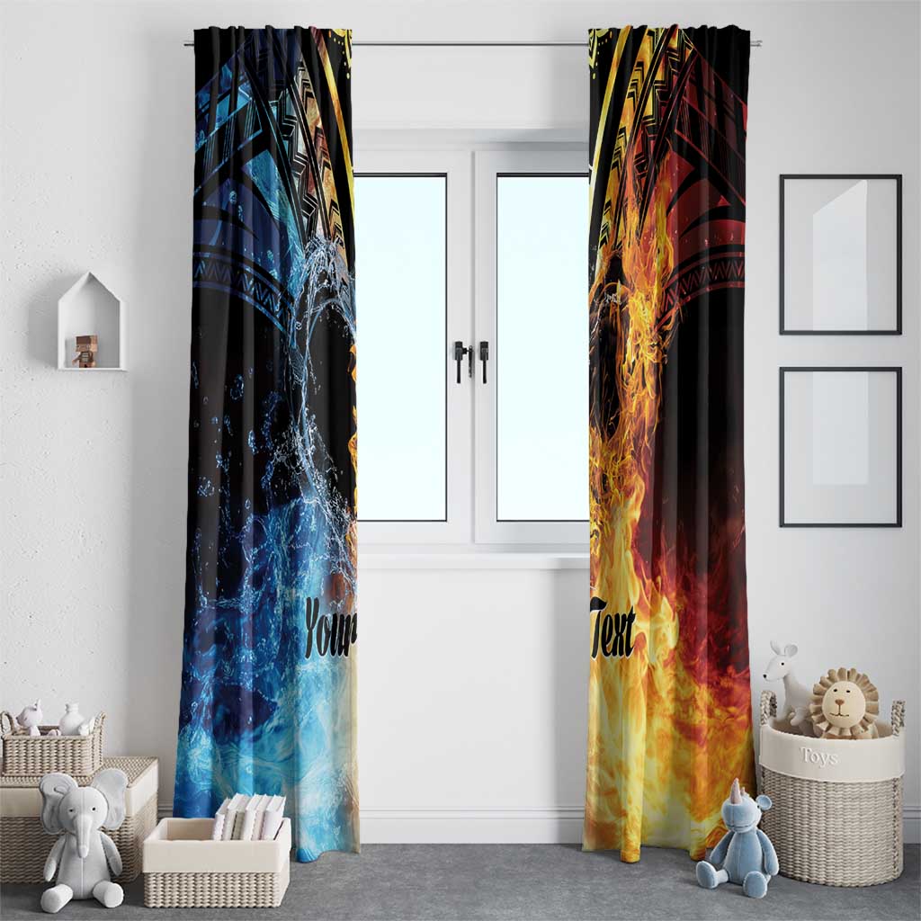 Personalised Polynesian Heart In Fire And Water Window Curtain Romantic Elements LT01 - Polynesian Pride