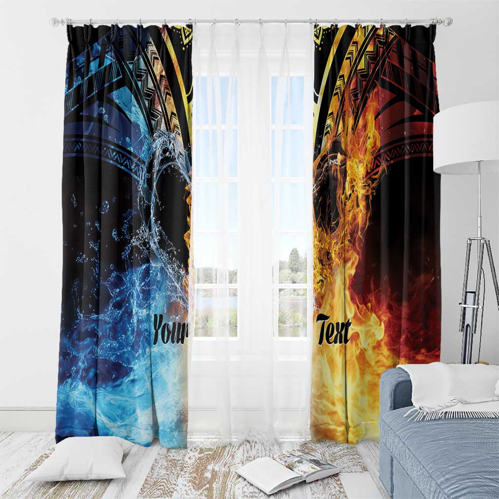 Personalised Polynesian Heart In Fire And Water Window Curtain Romantic Elements LT01 - Polynesian Pride