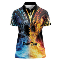 Personalised Polynesian Heart In Fire And Water Women Polo Shirt Romantic Elements