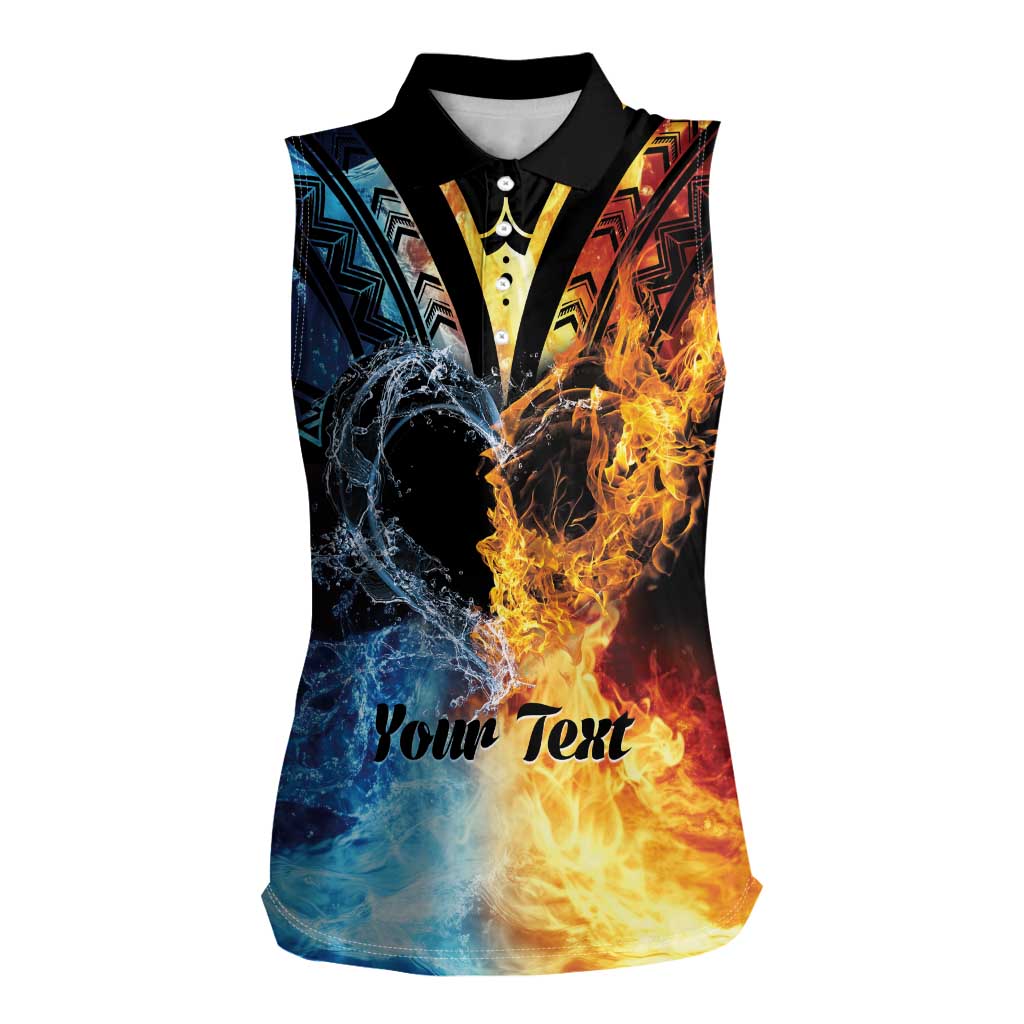 Personalised Polynesian Heart In Fire And Water Women Sleeveless Polo Shirt Romantic Elements