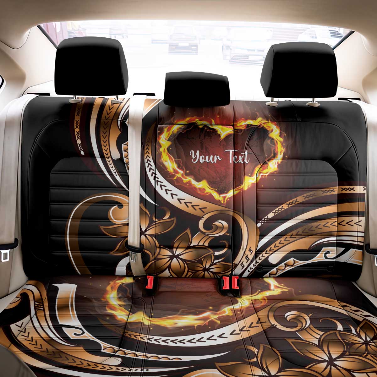 Personalised Polynesian Fiery Heart Back Car Seat Cover Passionate Love LT01 - Polynesian Pride