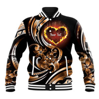 Personalised Polynesian Fiery Heart Baseball Jacket Passionate Love