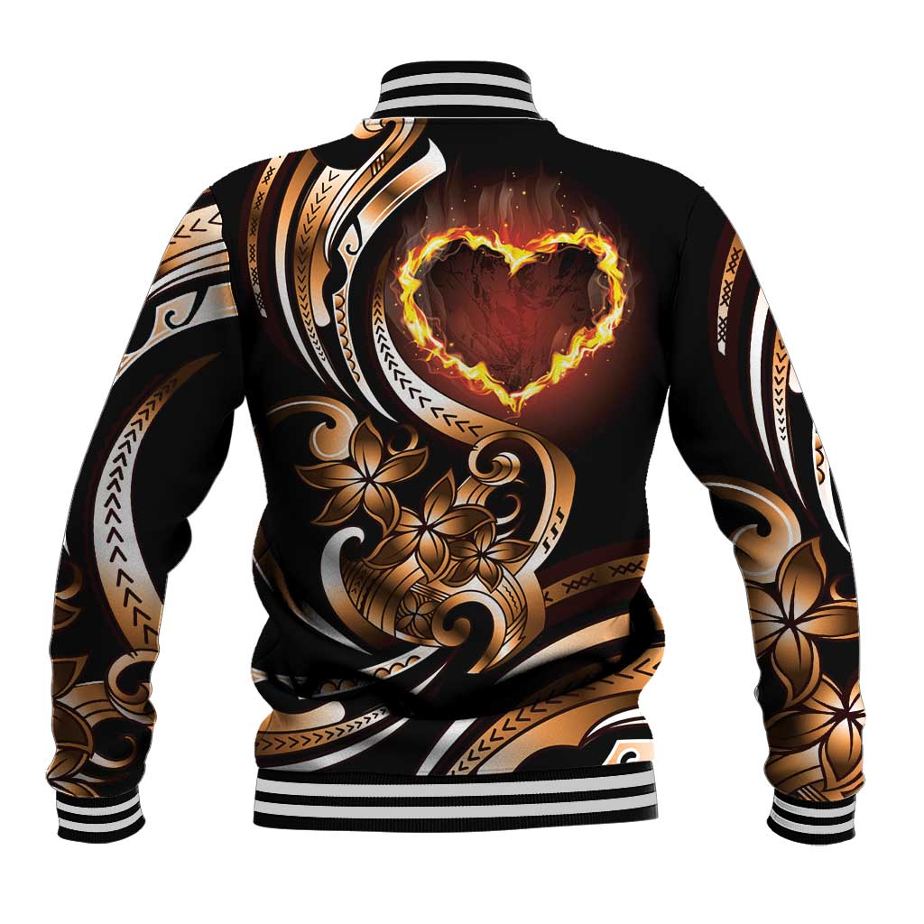 Personalised Polynesian Fiery Heart Baseball Jacket Passionate Love