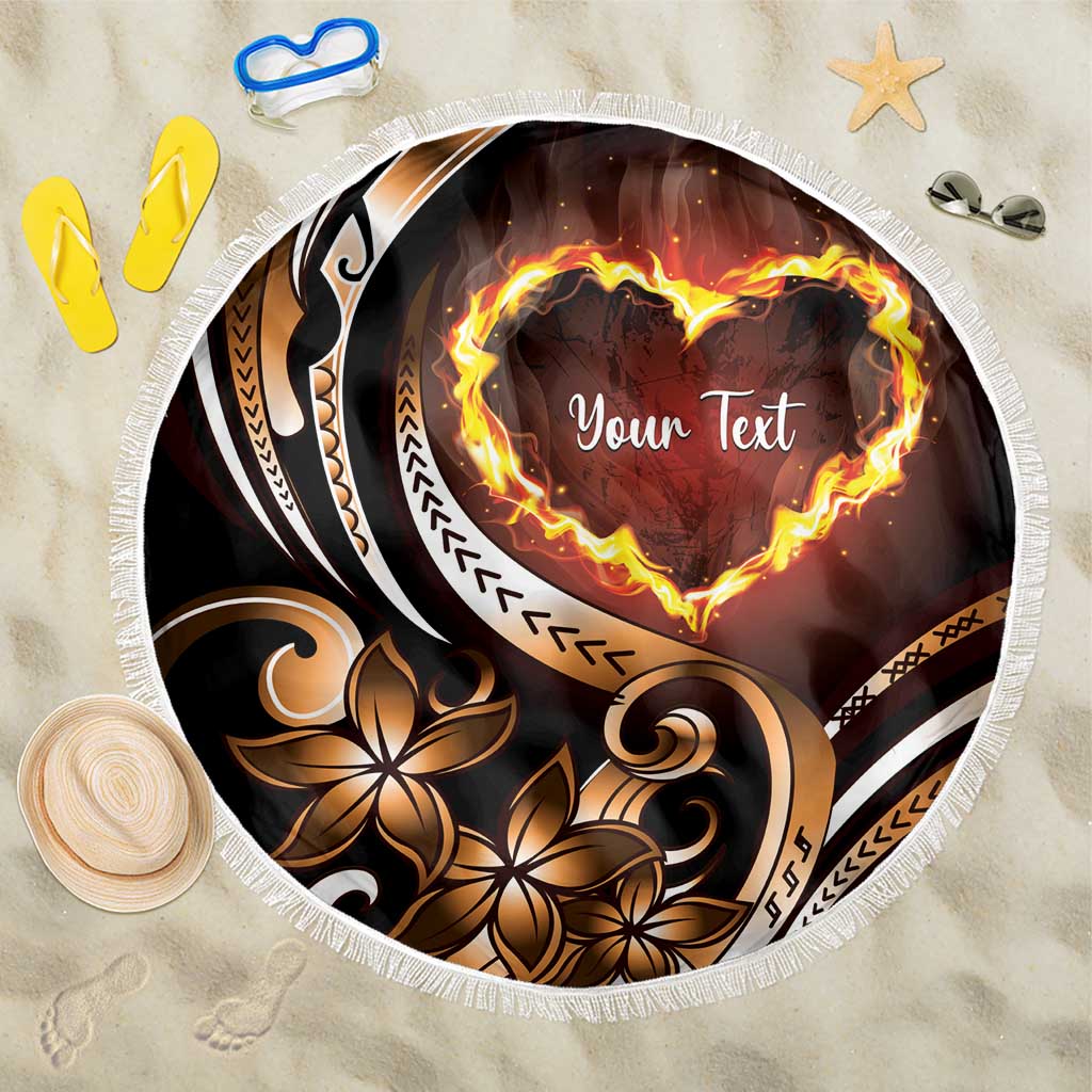 Personalised Polynesian Fiery Heart Beach Blanket Passionate Love LT01 One Size 150cm Black - Polynesian Pride