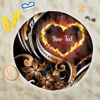 Personalised Polynesian Fiery Heart Beach Blanket Passionate Love LT01 One Size 150cm Black - Polynesian Pride