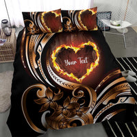 Personalised Polynesian Fiery Heart Bedding Set Passionate Love