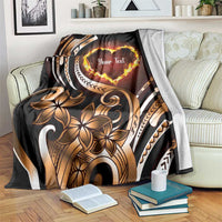 Personalised Polynesian Fiery Heart Blanket Passionate Love LT01 Black - Polynesian Pride