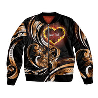 Personalised Polynesian Fiery Heart Bomber Jacket Passionate Love