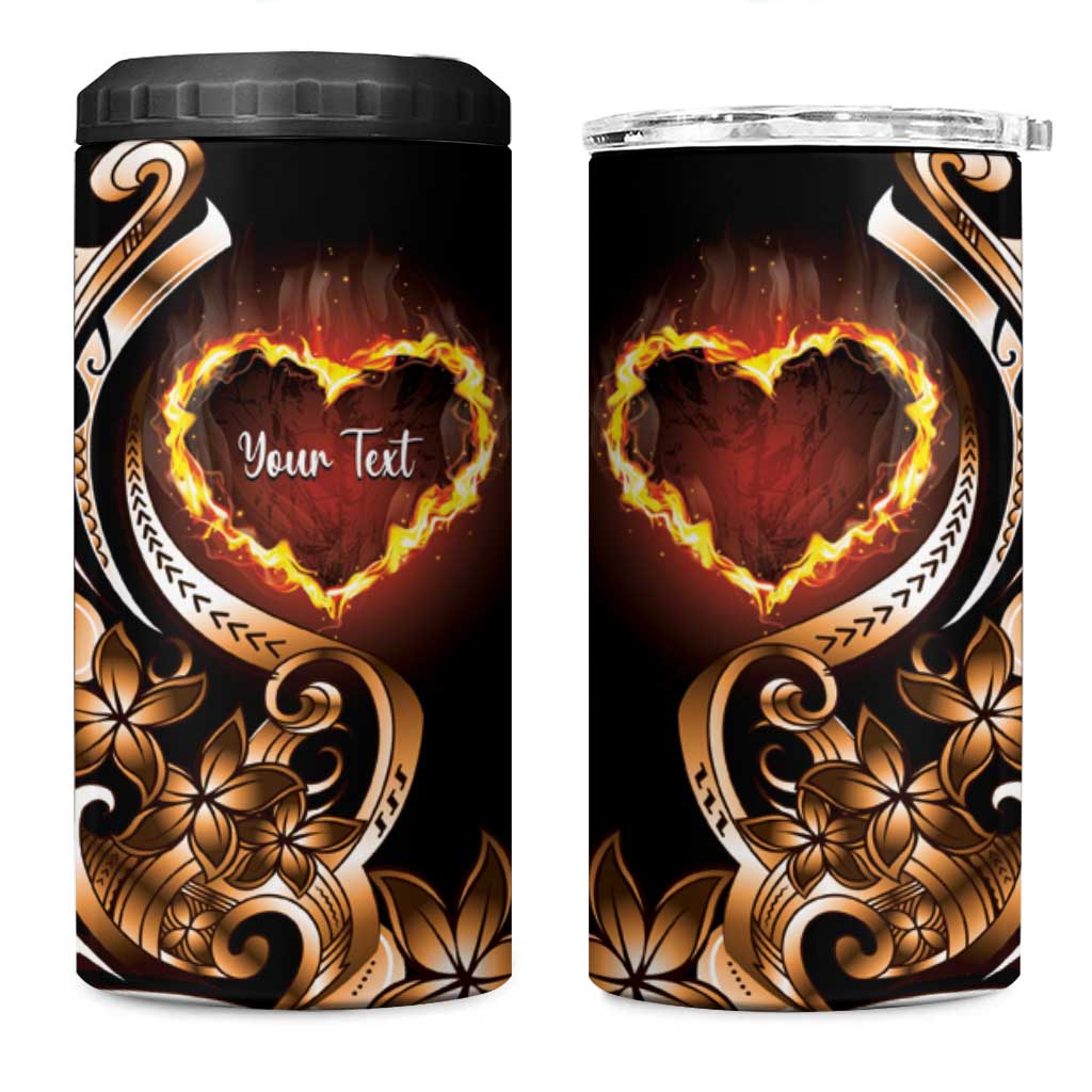 Personalised Polynesian Fiery Heart 4 in 1 Can Cooler Tumbler Passionate Love LT01 One Size: 16 oz Black - Polynesian Pride