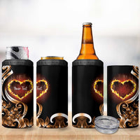 Personalised Polynesian Fiery Heart 4 in 1 Can Cooler Tumbler Passionate Love LT01 - Polynesian Pride