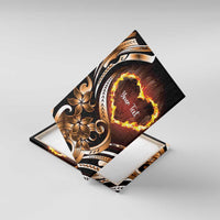 Personalised Polynesian Fiery Heart Canvas Wall Art Passionate Love LT01 With Frame Black - Polynesian Pride