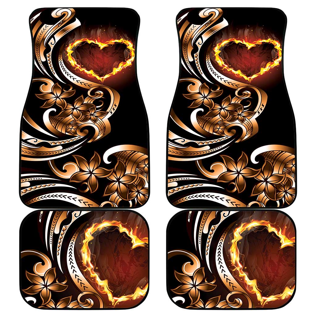 Personalised Polynesian Fiery Heart Car Mats Passionate Love LT01 - Polynesian Pride