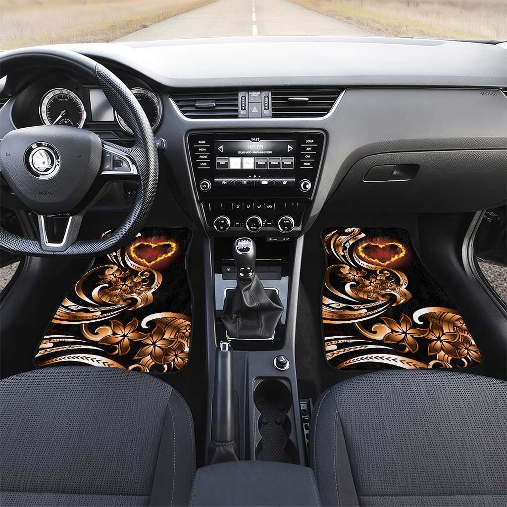 Personalised Polynesian Fiery Heart Car Mats Passionate Love LT01 Set 2pcs - Front Black - Polynesian Pride