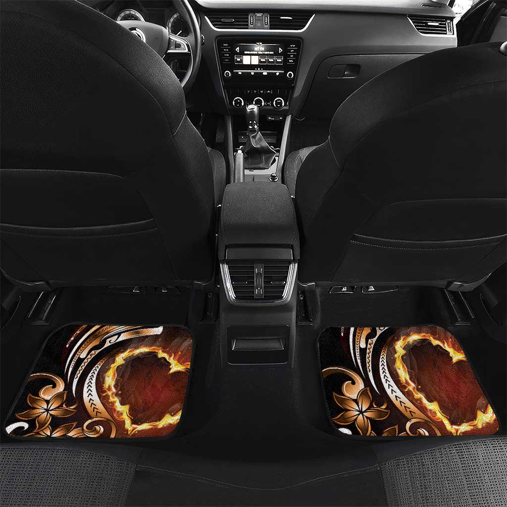 Personalised Polynesian Fiery Heart Car Mats Passionate Love LT01 Set 2pcs - Back Black - Polynesian Pride