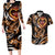 Personalised Polynesian Fiery Heart Couples Matching Long Sleeve Bodycon Dress and Hawaiian Shirt Passionate Love