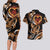 Personalised Polynesian Fiery Heart Couples Matching Long Sleeve Bodycon Dress and Hawaiian Shirt Passionate Love