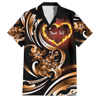 Personalised Polynesian Fiery Heart Family Matching Long Sleeve Bodycon Dress and Hawaiian Shirt Passionate Love