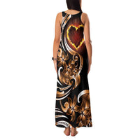 Personalised Polynesian Fiery Heart Family Matching Tank Maxi Dress and Hawaiian Shirt Passionate Love