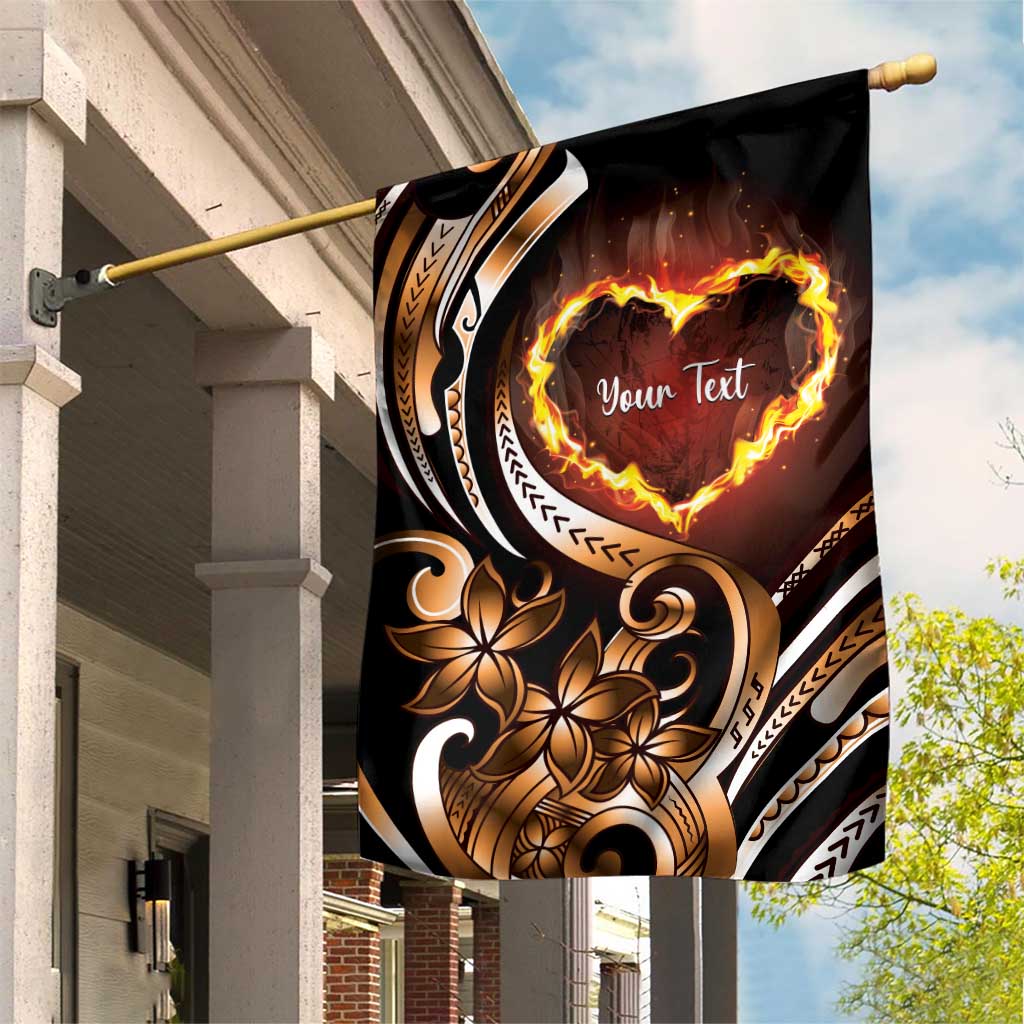 Personalised Polynesian Fiery Heart Garden Flag Passionate Love LT01 House Flag Black - Polynesian Pride
