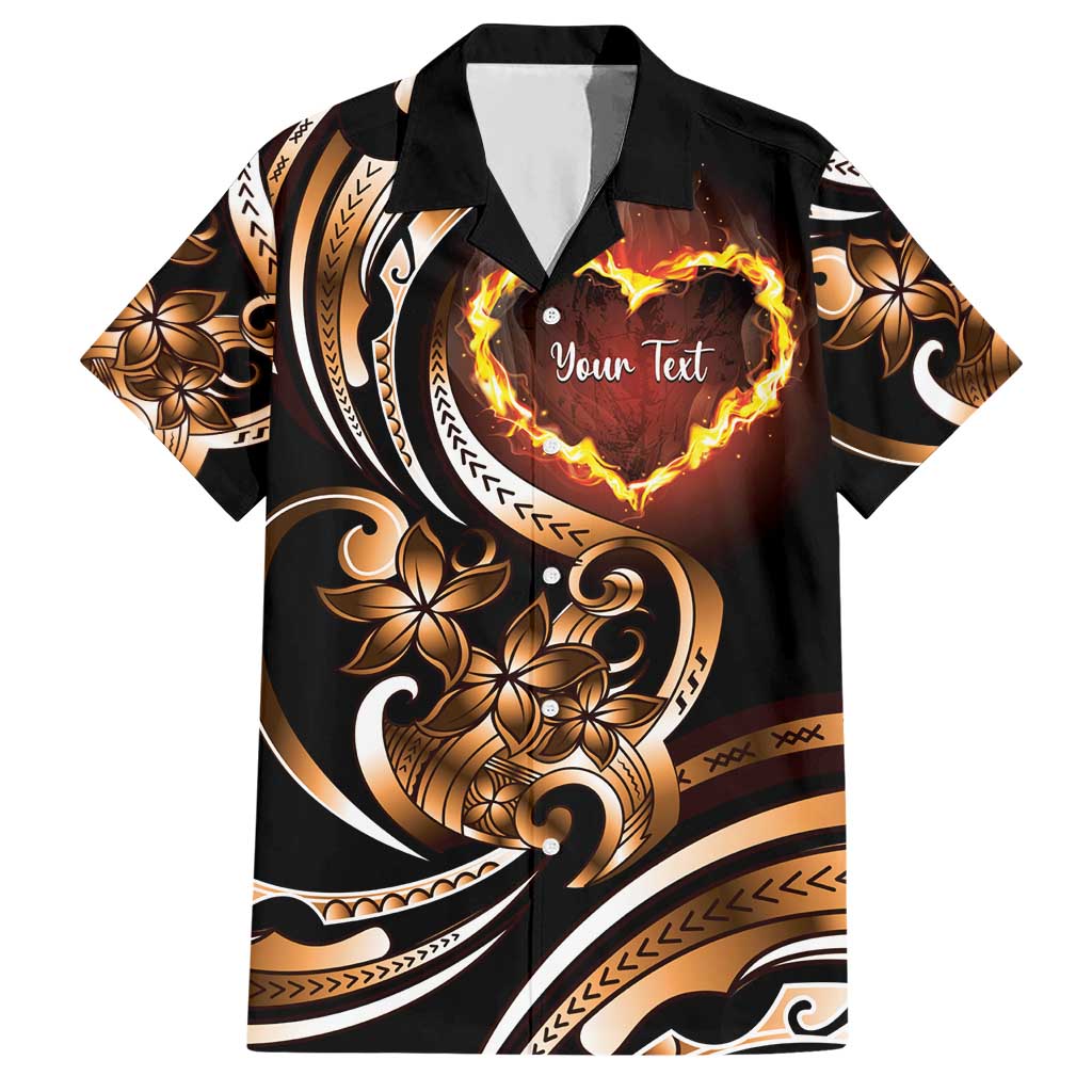 Personalised Polynesian Fiery Heart Hawaiian Shirt Passionate Love LT01 Black - Polynesian Pride