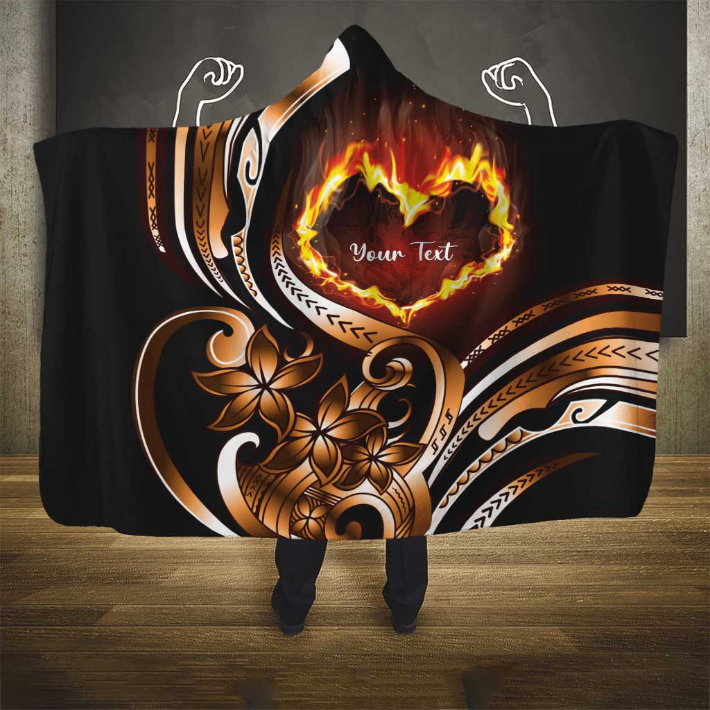 Personalised Polynesian Fiery Heart Hooded Blanket Passionate Love LT01 - Polynesian Pride