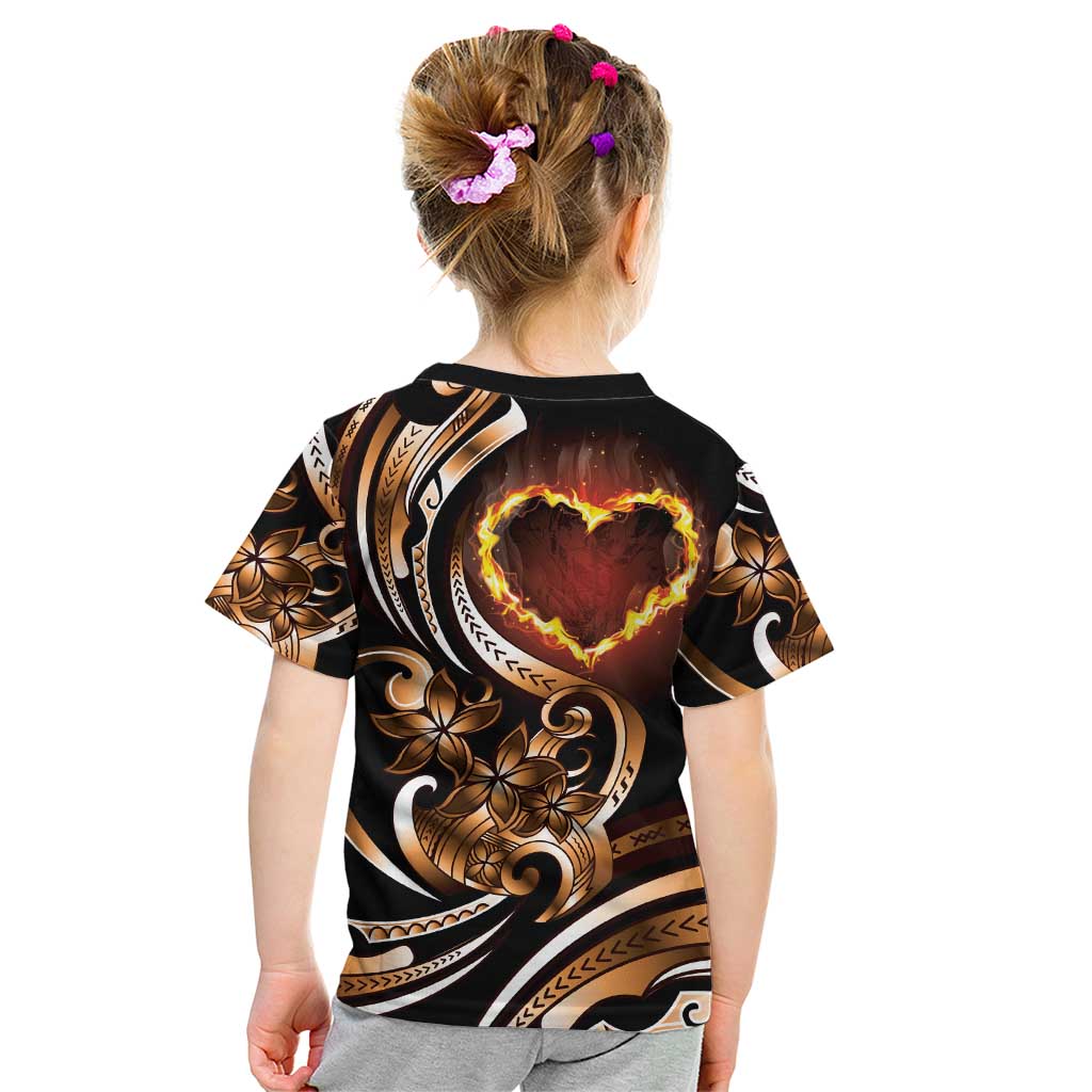Personalised Polynesian Fiery Heart Kid T Shirt Passionate Love