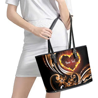 Personalised Polynesian Fiery Heart Leather Tote Bag Passionate Love LT01 - Polynesian Pride