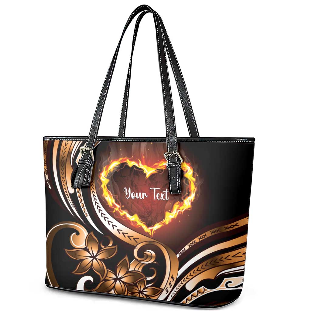 Personalised Polynesian Fiery Heart Leather Tote Bag Passionate Love LT01 - Polynesian Pride