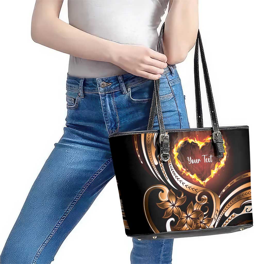 Personalised Polynesian Fiery Heart Leather Tote Bag Passionate Love LT01 - Polynesian Pride