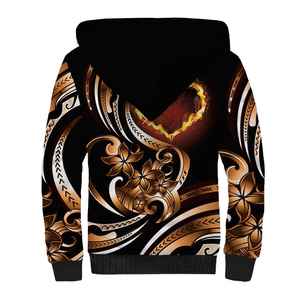 Personalised Polynesian Fiery Heart Sherpa Hoodie Passionate Love LT01 - Polynesian Pride