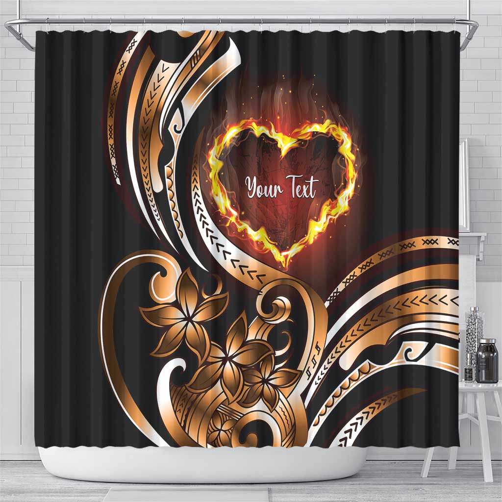 Personalised Polynesian Fiery Heart Shower Curtain Passionate Love