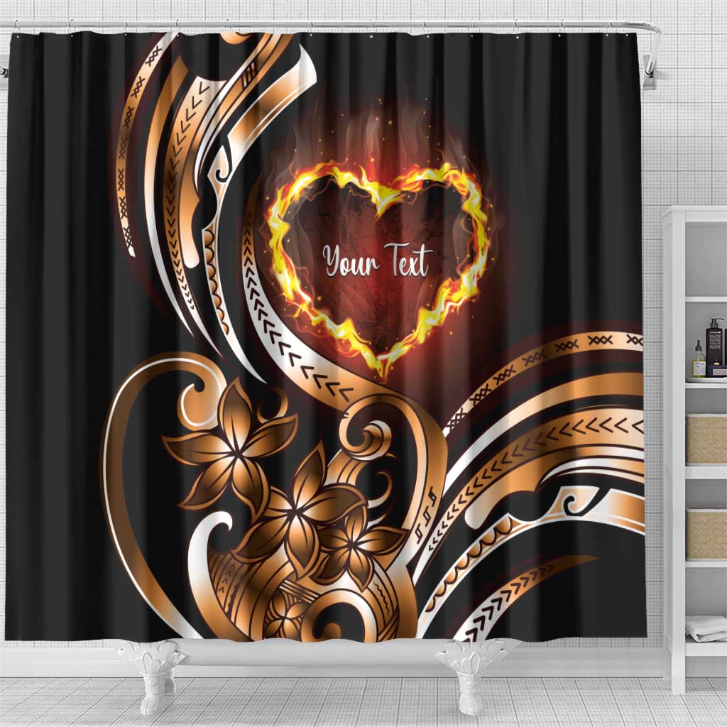 Personalised Polynesian Fiery Heart Shower Curtain Passionate Love