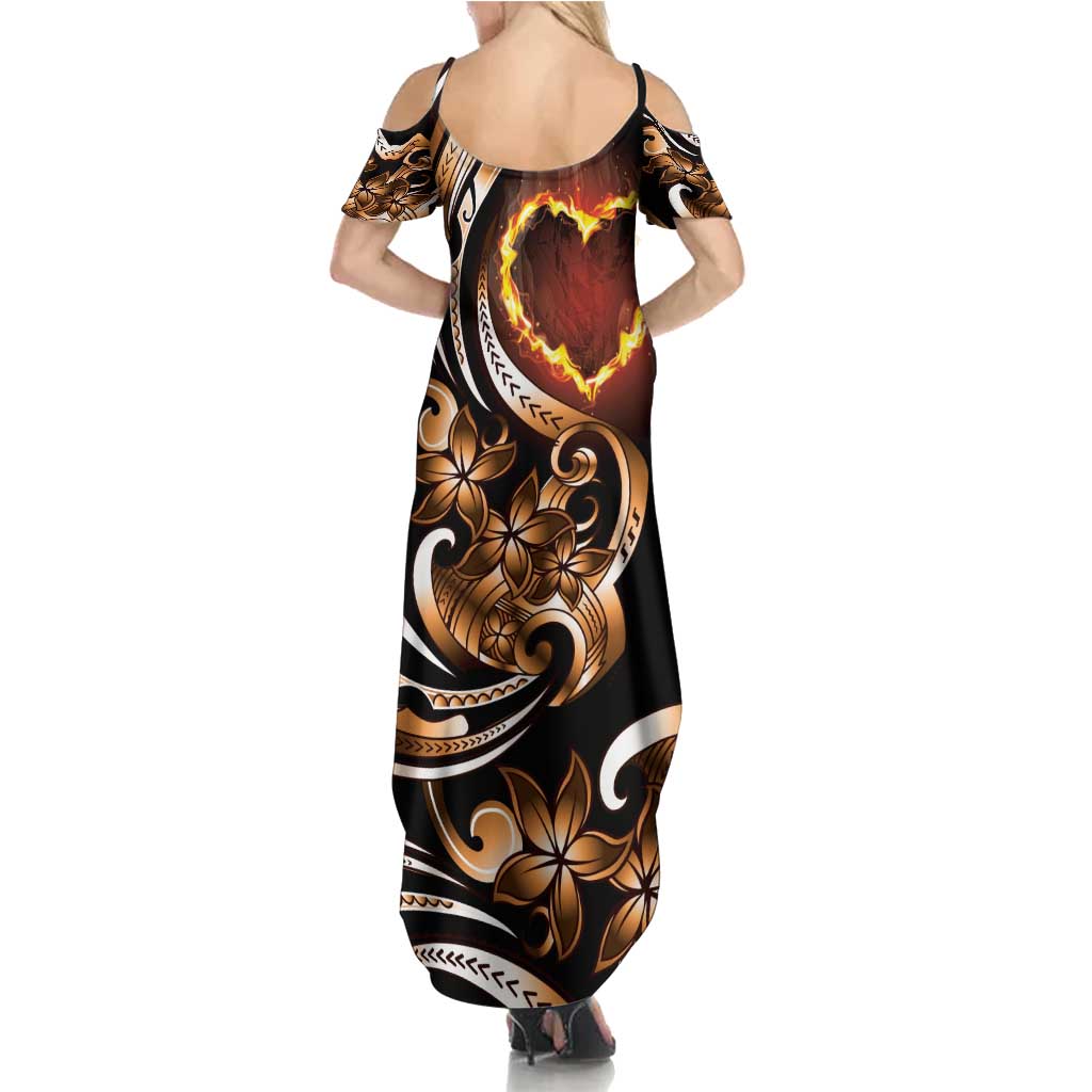 Personalised Polynesian Fiery Heart Summer Maxi Dress Passionate Love