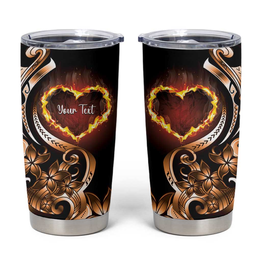 Personalised Polynesian Fiery Heart Tumbler Cup Passionate Love LT01 Black - Polynesian Pride