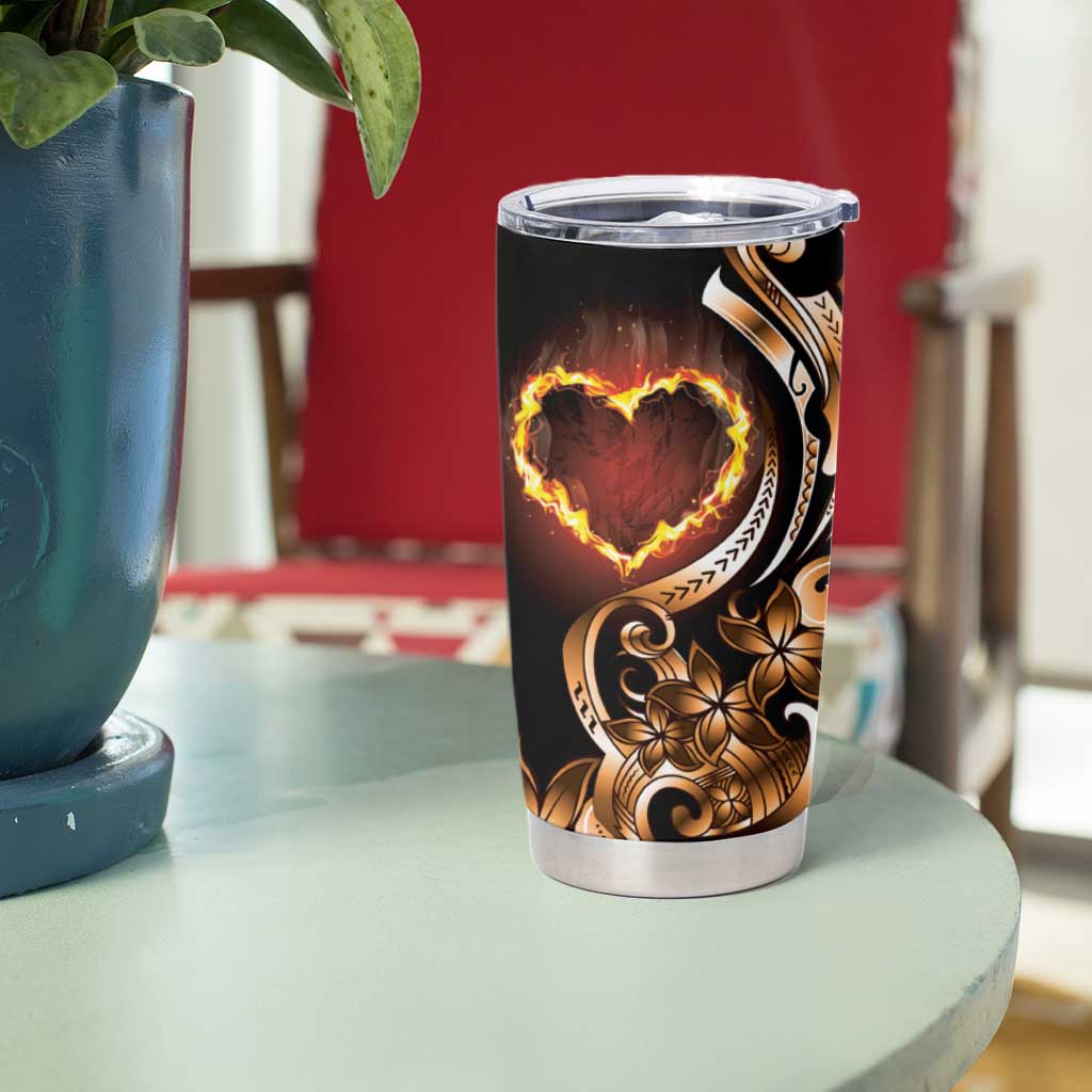 Personalised Polynesian Fiery Heart Tumbler Cup Passionate Love LT01 - Polynesian Pride