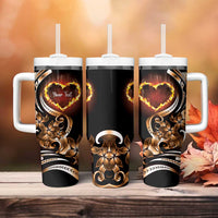 Personalised Polynesian Fiery Heart Tumbler With Handle Passionate Love LT01 - Polynesian Pride