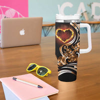 Personalised Polynesian Fiery Heart Tumbler With Handle Passionate Love LT01 - Polynesian Pride