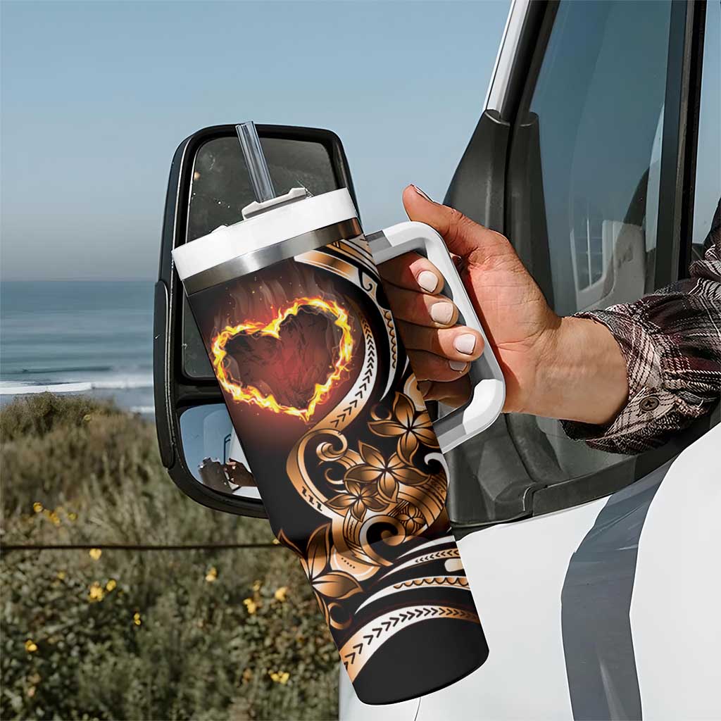 Personalised Polynesian Fiery Heart Tumbler With Handle Passionate Love LT01 - Polynesian Pride