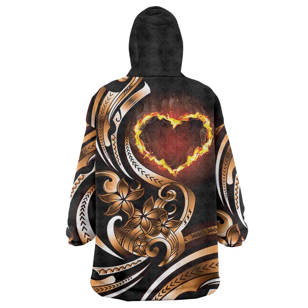 Personalised Polynesian Fiery Heart Wearable Blanket Hoodie Passionate Love LT01 - Polynesian Pride