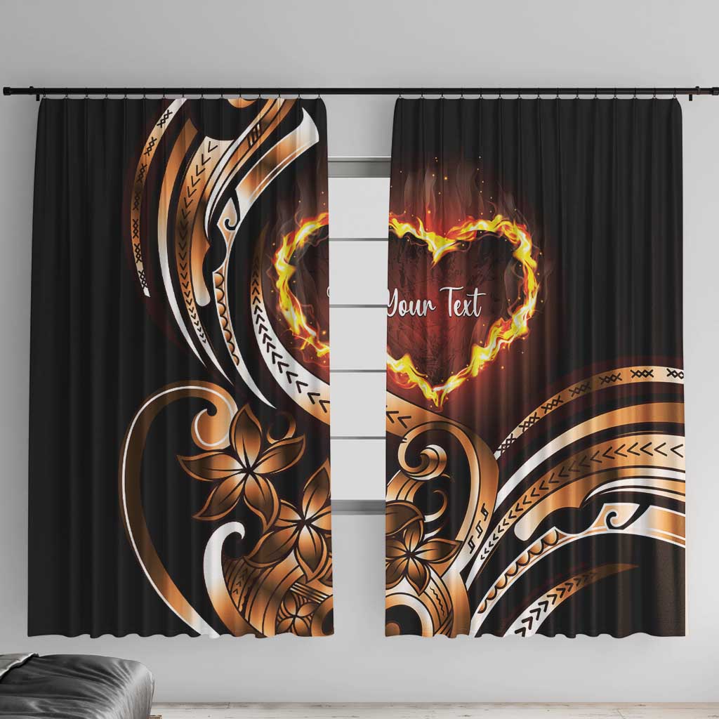 Personalised Polynesian Fiery Heart Window Curtain Passionate Love LT01 With Hooks Black - Polynesian Pride